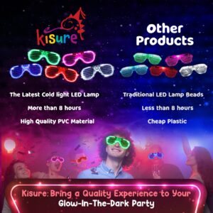 Kisure 48PCS Glow in the Dark Party Supplies, Wedding Light Up Party Favors - 24pcs 16" Foam Glow Sticks, 12pcs LED Glasses and Bunny Ear Headband for Halloween Concert Carnival Birthday Neon Party