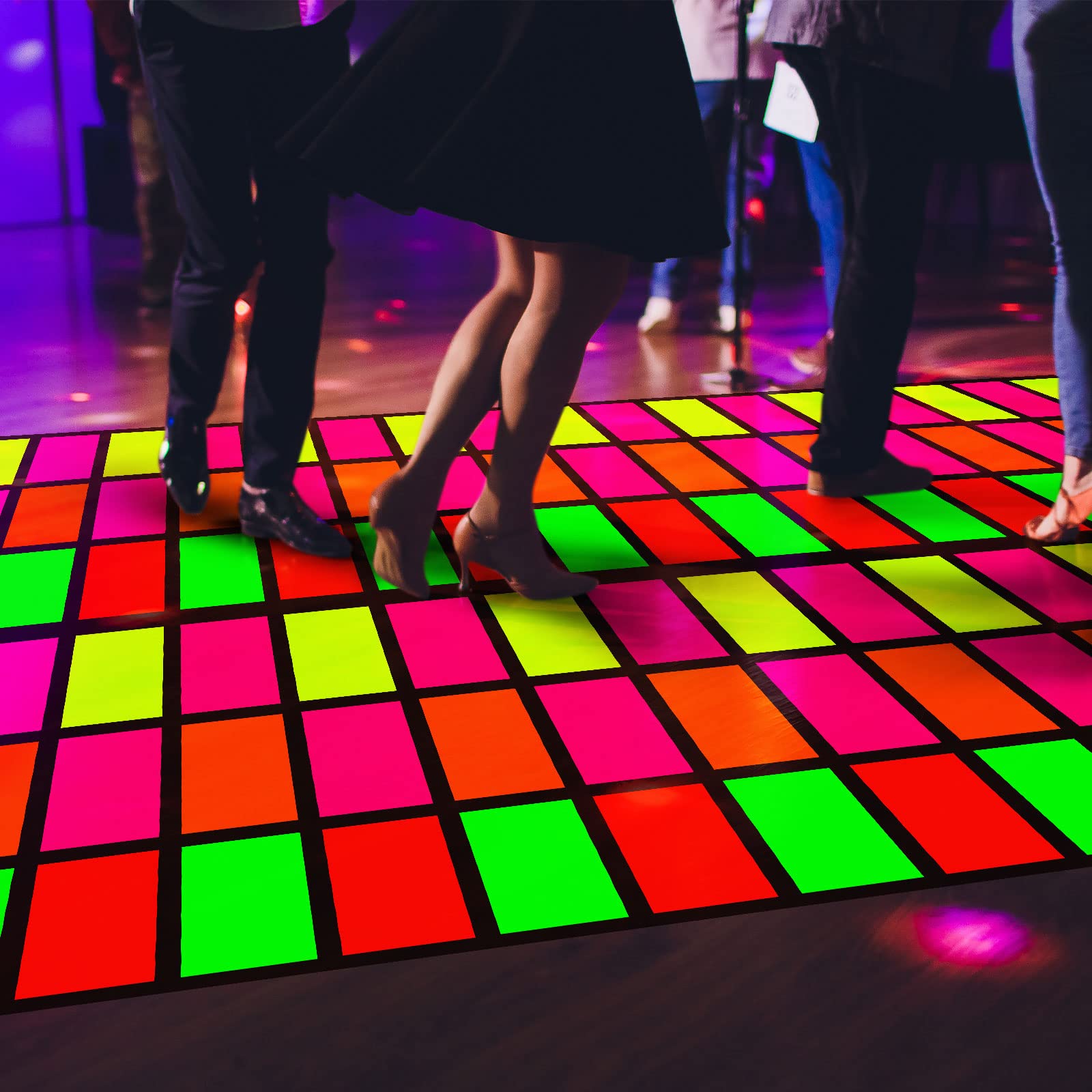 1 Pcs 118 x 39 Inch Neon Dance Floor Light up Glow in The Dark DIY Plastic Dance Floor Neon Carpet Runner for Neon Outdoor Birthday Party Supplies Wedding Favors