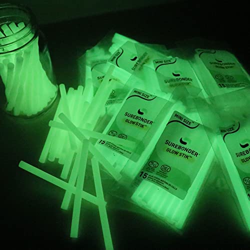 Surebonder GS-15 Glo StikGlow Temp Mini Glue Stick-15 sticks-4" length 5/16" diameter, No Size, Glow-In-The-Dark, 15 Count