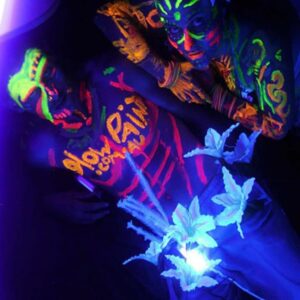 Quiet&Far Body Paint Set with tubes 24 x 25 ml / 1 fl oz Neon Glow in the dark paint face paint Blacklight Reactive Fluorescent Paint Non-Toxic