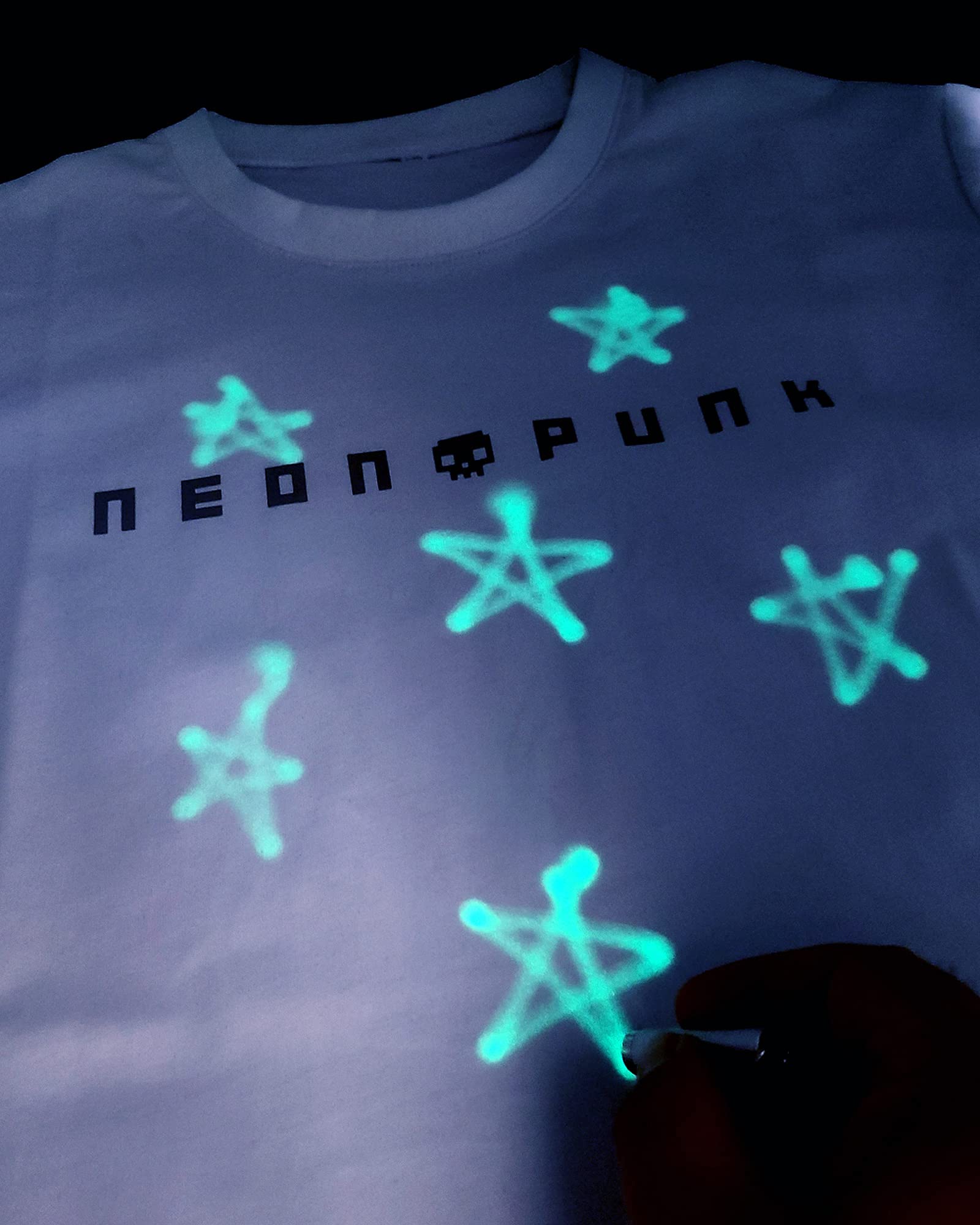 NeonPunk Magical Interactive Glow in The Dark T Shirt with Light Pen - Adult X-Large