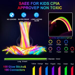 OLUPP 170 PCS Glow in The Dark Party Supplies, Glow Sticks Glasses Favors, 100 PCS Glow Sticks, 30 PCS LED Glasses and 40 PCS Finger Lights for Glow Party, Wedding, Birthday, Concert, Raves, New Year