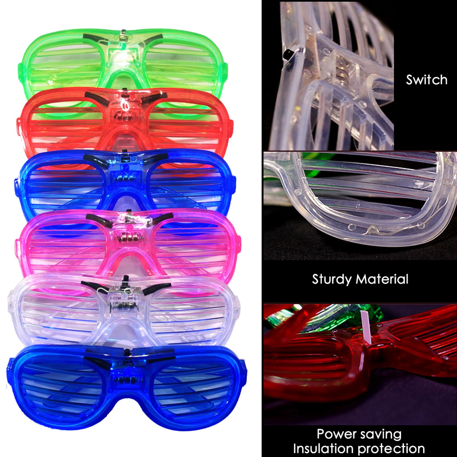 25 Packs LED Glasses 5 Neon Colors glow in the dark party supplies Favor for Kids Adult Glow sticks Light Up Glasses fit Holiday Birthday Valentine's Day and Halloween Party Supplies Cosplay Christmas