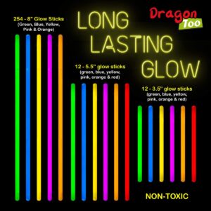 Dragon Too Glow in The Dark Party Supplies - 605 Pieces - Includes Connectors to Create Necklaces, Bracelets, Glasses, Heart Glasses, Hats, Headbands, Balls, Flowers - Glow in The Dark Party Favors