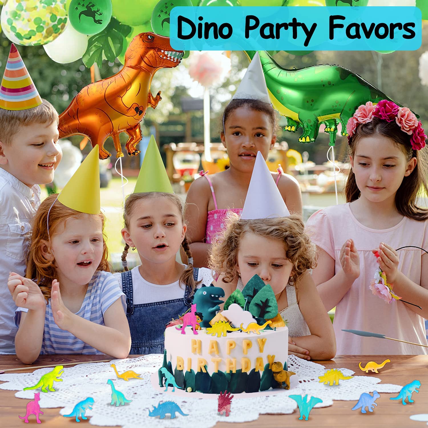 48Pcs Glow in Dark Mini Dinosaur Figures Birthday Party Favors Supplies Dino Cupcake Toppers Goodie Bags Stuffers Pinata Goody Fillers Classroom Prizes Treasure Box Gifts Halloween Treats Kid Boy Girl