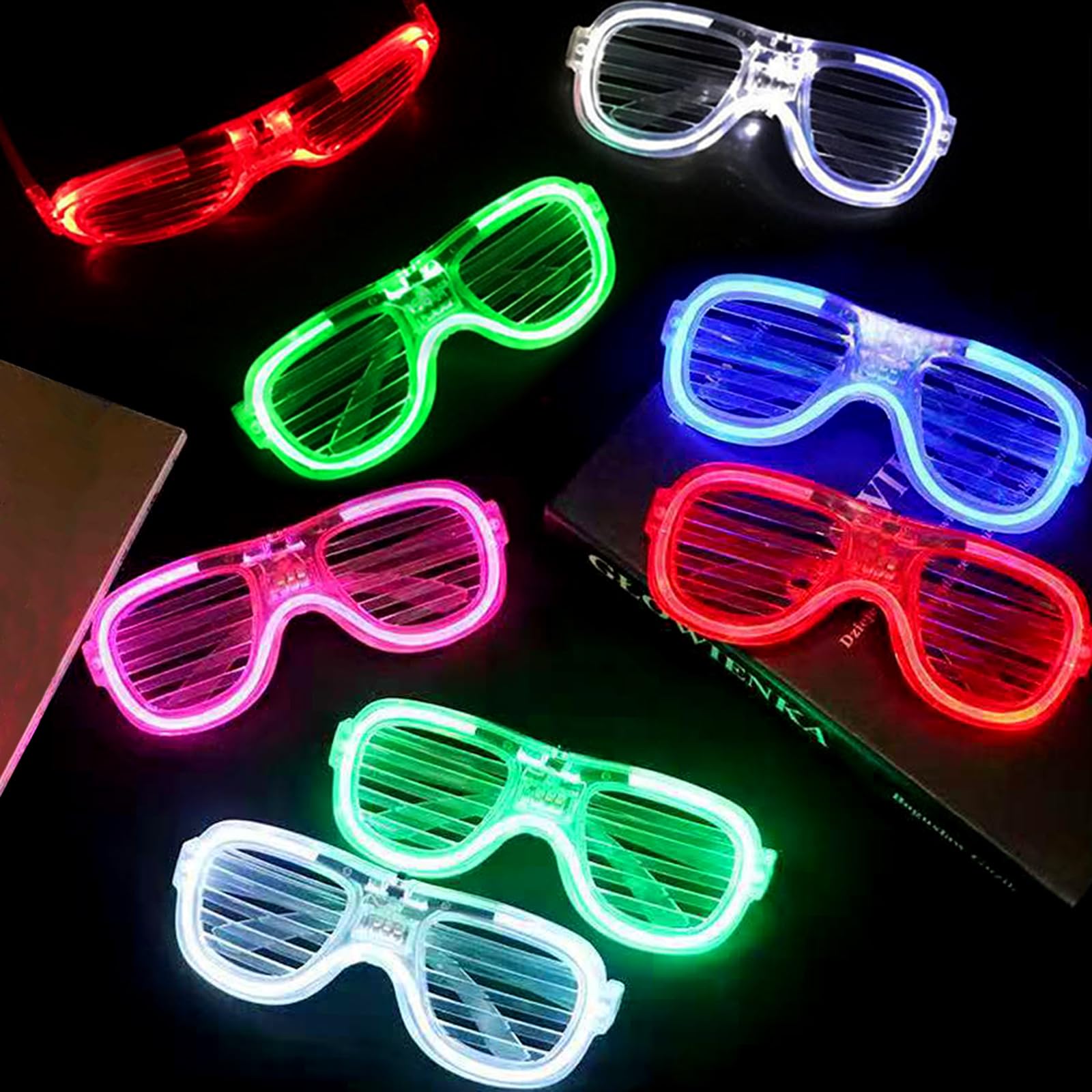 25 Packs LED Glasses 5 Neon Colors glow in the dark party supplies Favor for Kids Adult Glow sticks Light Up Glasses fit Holiday Birthday Valentine's Day and Halloween Party Supplies Cosplay Christmas