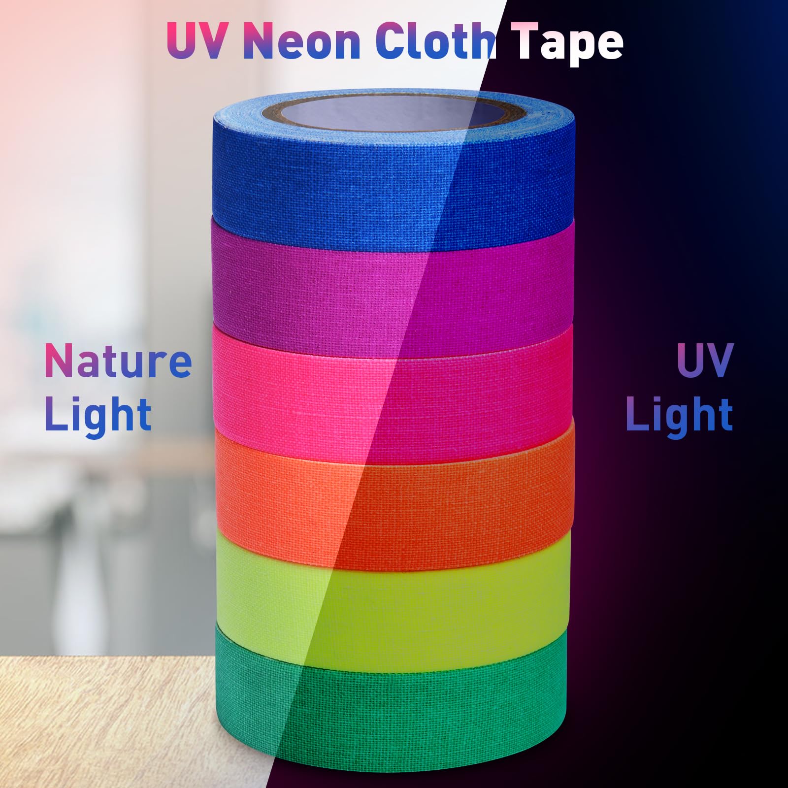 Bzeumk Glow in The Dark Tape, UV Blacklight Neon Tape Fluorescent Glow Tape in Black Light