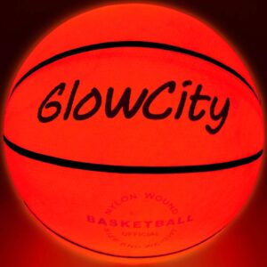 GlowCity LED Light-Up Basketball – Size 5, 27.5 inch, Ideal for Youth & Pre-Teen Night Games – Impact Activated Glow-in-The-Dark Fun, Nylon Wound Durability, Batteries Included