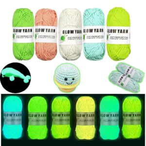 5 rolls glow in the dark yarn, glow yarn, 2023 diy glow in the dark yarn for crochet, glow in dark yarn for holiday gifts scarves, shawls, sweaters, hats (5 colors)