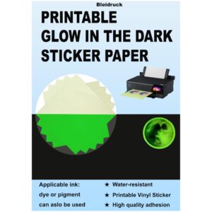 printable glow in the dark sticker paper 8.5x11 inch 5 sheets luminous water-resistant vinyl sticker paper for inkjet printer