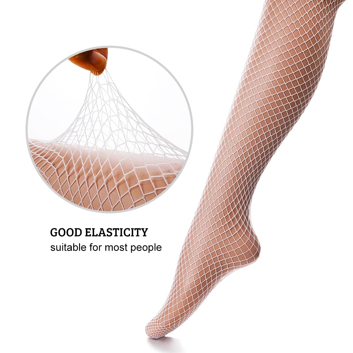 Glamorstar Glow in the Dark Fishnet Stockings for Women Luminous Hollow Out Pantyhose Tights Stockings White