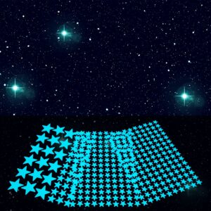 mojotory glow in the dark star stickers, bright and lasting, glow stickers for ceiling and wall, glow in the dark stars for ceiling, fantastic wall stickers for bedroom, blue