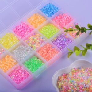 Eswala 6000pcs Glow Seed Beads 3mm Glass Beads Glow in The Dark Beads Luminous Seed Beads for Bracelets Jewelry Making DIY Crafts Gifts for Girls Adults(3mm, Multicolor)