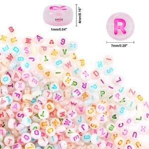 Round Letter Beads, DECYOOL 700Pcs 4×7mm Glow in The Dark Letter Beads, Glow Acrylic Alphabet Beads for Bracelet Necklace DIY Jewelry Making