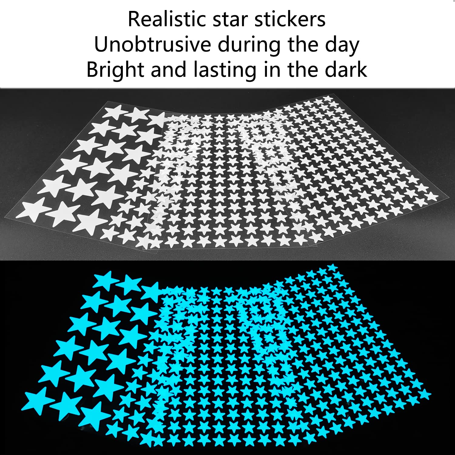 MOJOTORY Glow in The Dark Star Stickers, Bright and Lasting, Glow Stickers for Ceiling and Wall, Glow in The Dark Stars for Ceiling, Fantastic Wall Stickers for Bedroom, Blue