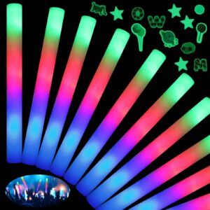 honlyne 38 pcs giant 16 inch foam glow sticks with 3 modes colorful flashing, led light stick gift, glow sticks party pack for new year, wedding, raves, concert, christmas