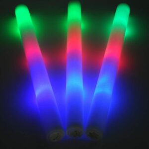 100PCS LED Foam Sticks, 18in Glow Foam Sticks Wands Batons DJ Flashing Glow Sticks 3 Modes Flashing Changing Glow in The Dark Party Supplies