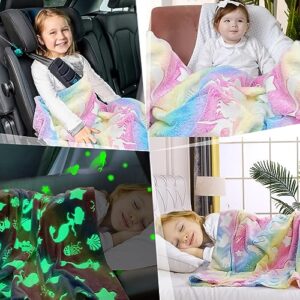 Poemuphi Glow in The Dark Blanket - Soft Cozy Mermaid Throw Blanket for Girls, Ideal Gifts for Kids, 50"×60" Colorful