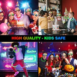 166PCS Glow In The Dark Party Supplies For Kid/Adults,Led Light Up Party Favors Toys With 100 Glow Stick Bulk, 40 Finger Lights, 16 Flashing Glasses, 10 Tubes Sensory Birthday Halloween Neon Supplies