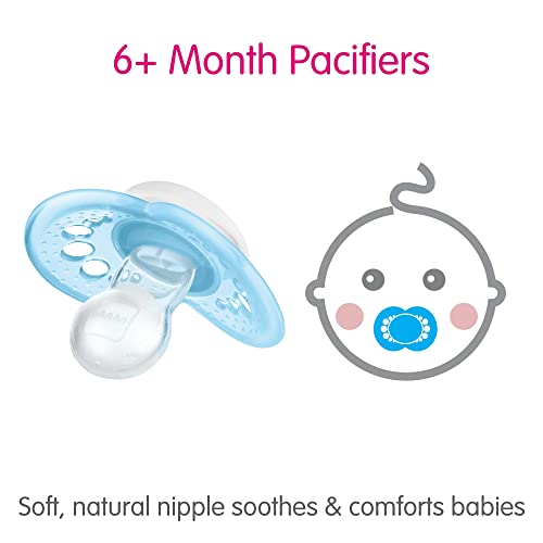 MAM Night Pacifiers (2 Count), MAM Pacifiers 6+ Months, Best Pacifier for Breastfed Babies, Glow in The Dark Pacifier, Baby Unisex Pacifier, 6-16- 2 Count (Pack of 1)