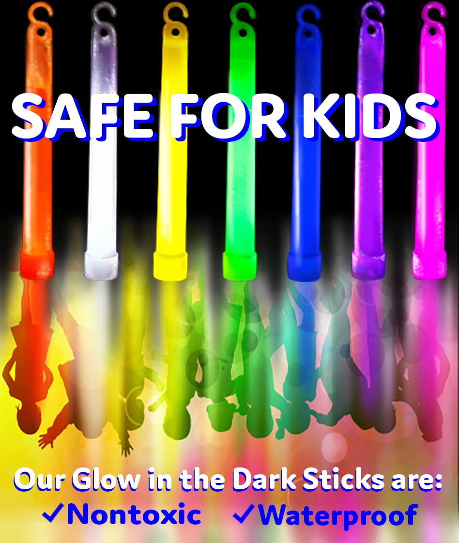 PartySticks Glow Sticks Party Supplies for Kids and Adults (25pk Assorted) - 6 Inch Bulk Glow Light Up Sticks Party Favors, Glow in the Dark Party Decorations, Waterproof Nontoxic Glow Necklaces