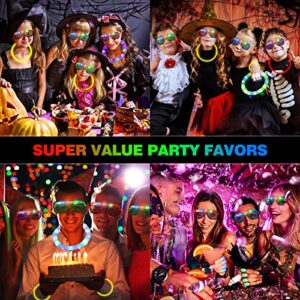 166PCS Glow In The Dark Party Supplies For Kid/Adults,Led Light Up Party Favors Toys With 100 Glow Stick Bulk, 40 Finger Lights, 16 Flashing Glasses, 10 Tubes Sensory Birthday Halloween Neon Supplies