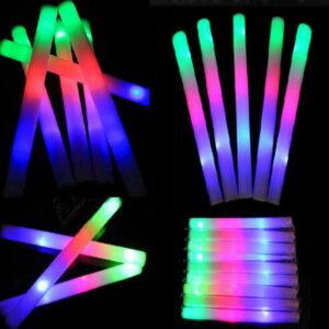 100PCS LED Foam Sticks, 18in Glow Foam Sticks Wands Batons DJ Flashing Glow Sticks 3 Modes Flashing Changing Glow in The Dark Party Supplies