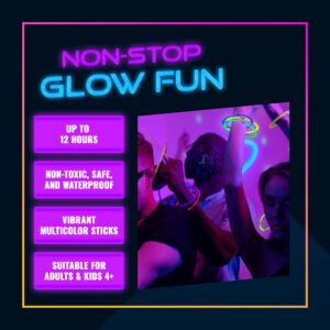 210 PCS Colorful Glow Sticks Party Pack - 100 8' Glow Sticks, 100 Connectors, Fun Accessories - Party Supplies - Glow The Dark Glowing Sticks Fun Party Pack with 8" Glowsticks, Connectors For Weddings