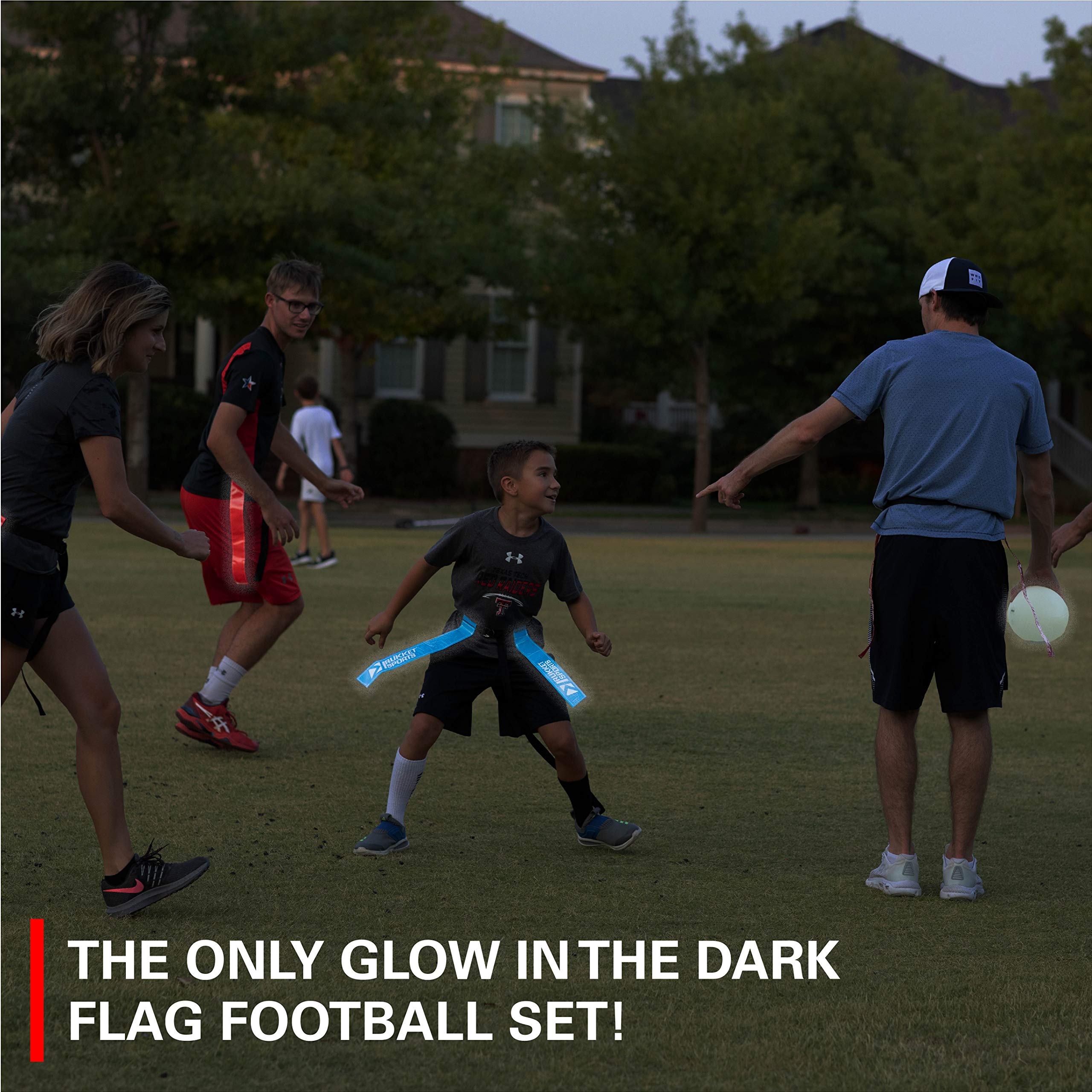 Rukket Flag Football Set, Glow In The Dark Capture The Flag Footballs, Belts, Cones & Toys, 10 Player Kids & Youth Nighttime Outdoor Game