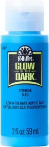 folkart glow-in-the-dark acrylic paint, 2oz., blue