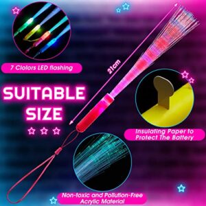 Lewtemi 60 Pack Fiber Optic Wand Glow Wand LED Light Up Wand Bulk with 3 Flashing Models Flashing Sticks with Included Batteries for Birthday Party Favor Wedding Halloween Christmas (Novel Colors)