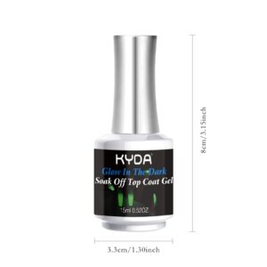 KYDA 15ml Glow In The Dark Nail Gel Top Coat, Luminous Nail Gel Top Coat for Nail Art, Transparent Universal Nail Gel Seal Top Coat, UV LED Nail Gel Polish, 0.52 fl oz