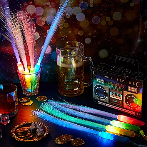 Lewtemi 60 Pack Fiber Optic Wand Glow Wand LED Light Up Wand Bulk with 3 Flashing Models Flashing Sticks with Included Batteries for Birthday Party Favor Wedding Halloween Christmas (Novel Colors)