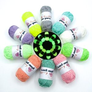 bulingbuling 10 pack glow yarn, suitable for crocheting and knitting a variety of glow in the dark yarn crafts ，total520g/18oz- 546 yards colorful