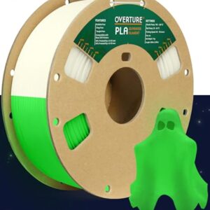 OVERTURE Glow PLA Filament 1.75mm 3D Printer Filament, 1kg Spool (2.2lbs), Dimensional Accuracy +/- 0.02 mm, Fit Most FDM Printer (Green (Glow in Dark))