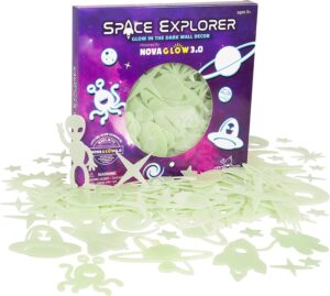 space themed glow in the dark stars, astronauts, aliens, ufo's, rockets, planets, comets, asteroids, spaceships & more! 200 glow in the dark stars for ceiling