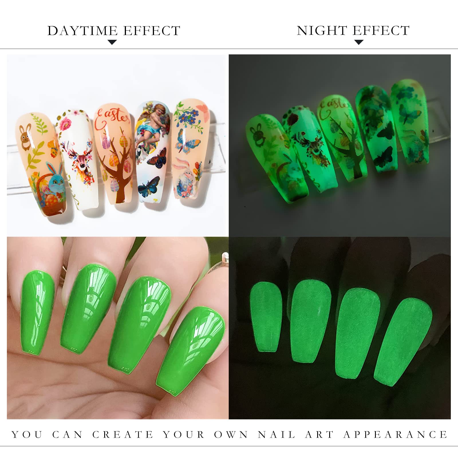 KYDA 15ml Glow In The Dark Nail Gel Top Coat, Luminous Nail Gel Top Coat for Nail Art, Transparent Universal Nail Gel Seal Top Coat, UV LED Nail Gel Polish, 0.52 fl oz