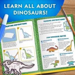 NATIONAL GEOGRAPHIC Glow in The Dark Dinosaur Stained Glass Art Kit - Window Sun Catchers and Crafts for Kids Ages 4-8