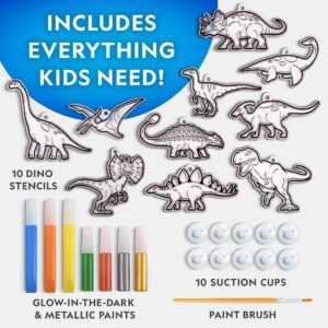 NATIONAL GEOGRAPHIC Glow in The Dark Dinosaur Stained Glass Art Kit - Window Sun Catchers and Crafts for Kids Ages 4-8