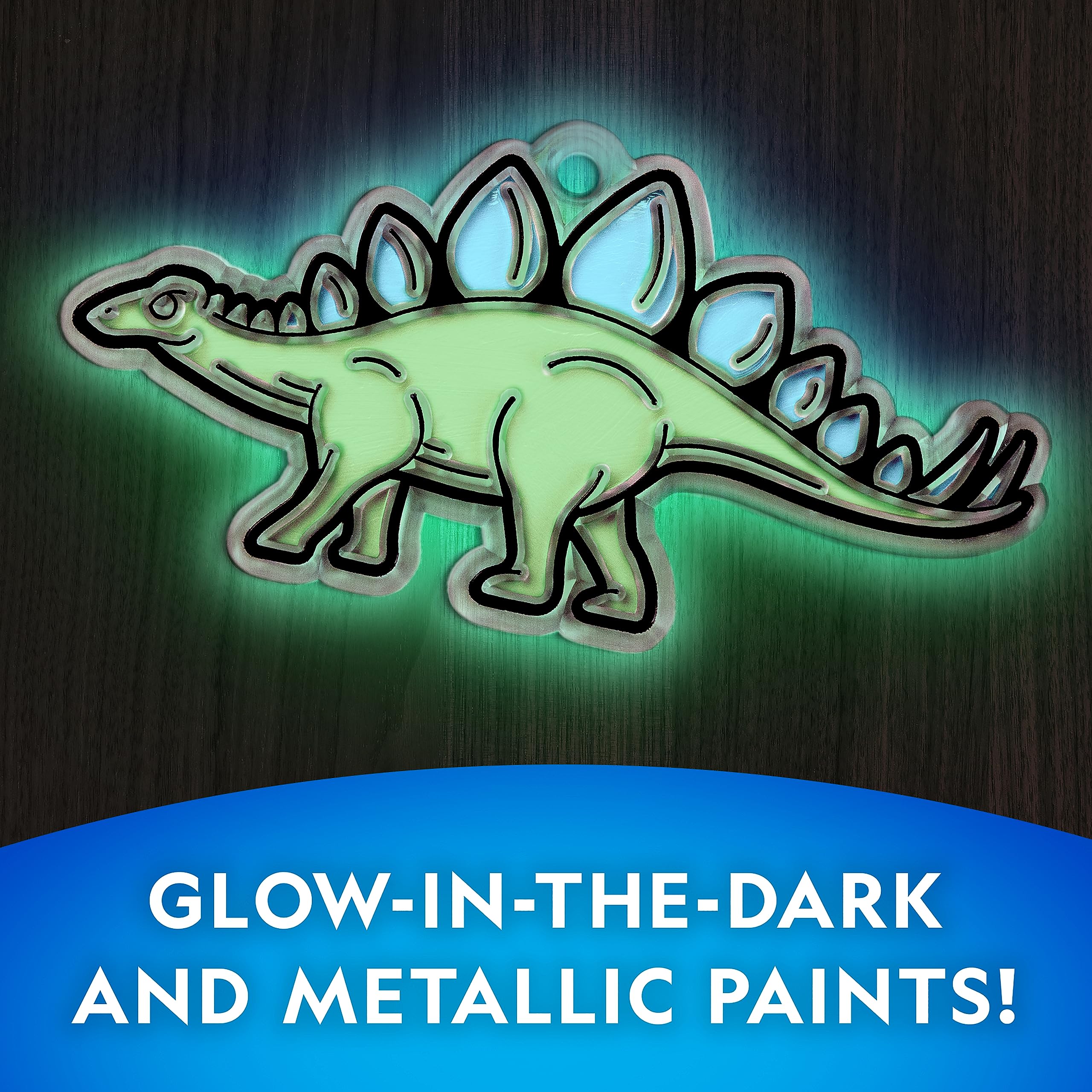 NATIONAL GEOGRAPHIC Glow in The Dark Dinosaur Stained Glass Art Kit - Window Sun Catchers and Crafts for Kids Ages 4-8