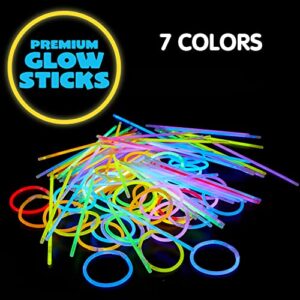 JOYIN 100 Pcs Glow Sticks Bulk 8" Glowsticks, Glow Stick Bracelets Necklaces, Glow in the Dark Party Favors, Easter, Christmas, Halloween Party Supplies Pack, Football Party Supplies