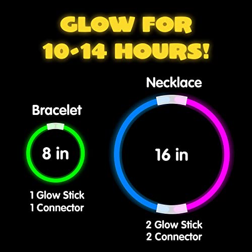 JOYIN 100 Pcs Glow Sticks Bulk 8" Glowsticks, Glow Stick Bracelets Necklaces, Glow in the Dark Party Favors, Easter, Christmas, Halloween Party Supplies Pack, Football Party Supplies