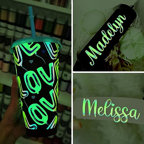 TECKWRAP Glow in The Dark Chrome Adhesive Vinyl, Opal White to Green, 1ft x 5ft for Craft Cutter Sign Plotter Decals Scrapbook Lettering DIY Decorations