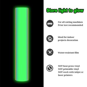 TECKWRAP Glow in The Dark Chrome Adhesive Vinyl, Opal White to Green, 1ft x 5ft for Craft Cutter Sign Plotter Decals Scrapbook Lettering DIY Decorations