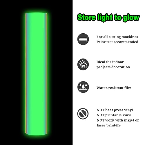 TECKWRAP Glow in The Dark Chrome Adhesive Vinyl, Opal White to Green, 1ft x 5ft for Craft Cutter Sign Plotter Decals Scrapbook Lettering DIY Decorations