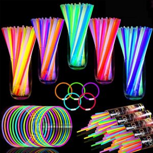 Glow Sticks Bulk Halloween Party Favors, Glow In The Dark Party Supplies Glow Sticks Necklaces Bracelets with Connectors 8" Glowsticks Light Up Toys Party Pack for Halloween Birthday Carnival (120)