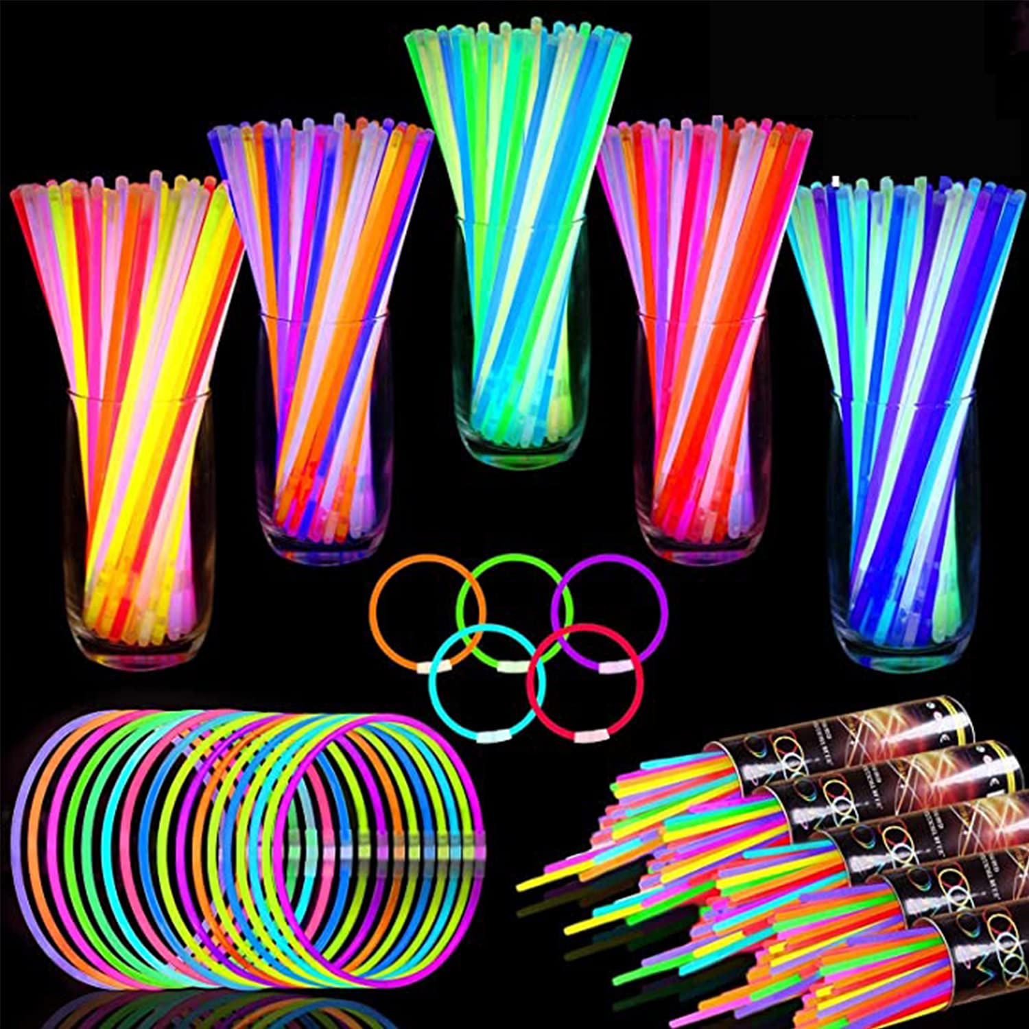 Glow Sticks Bulk Halloween Party Favors, Glow In The Dark Party Supplies Glow Sticks Necklaces Bracelets with Connectors 8" Glowsticks Light Up Toys Party Pack for Halloween Birthday Carnival (120)