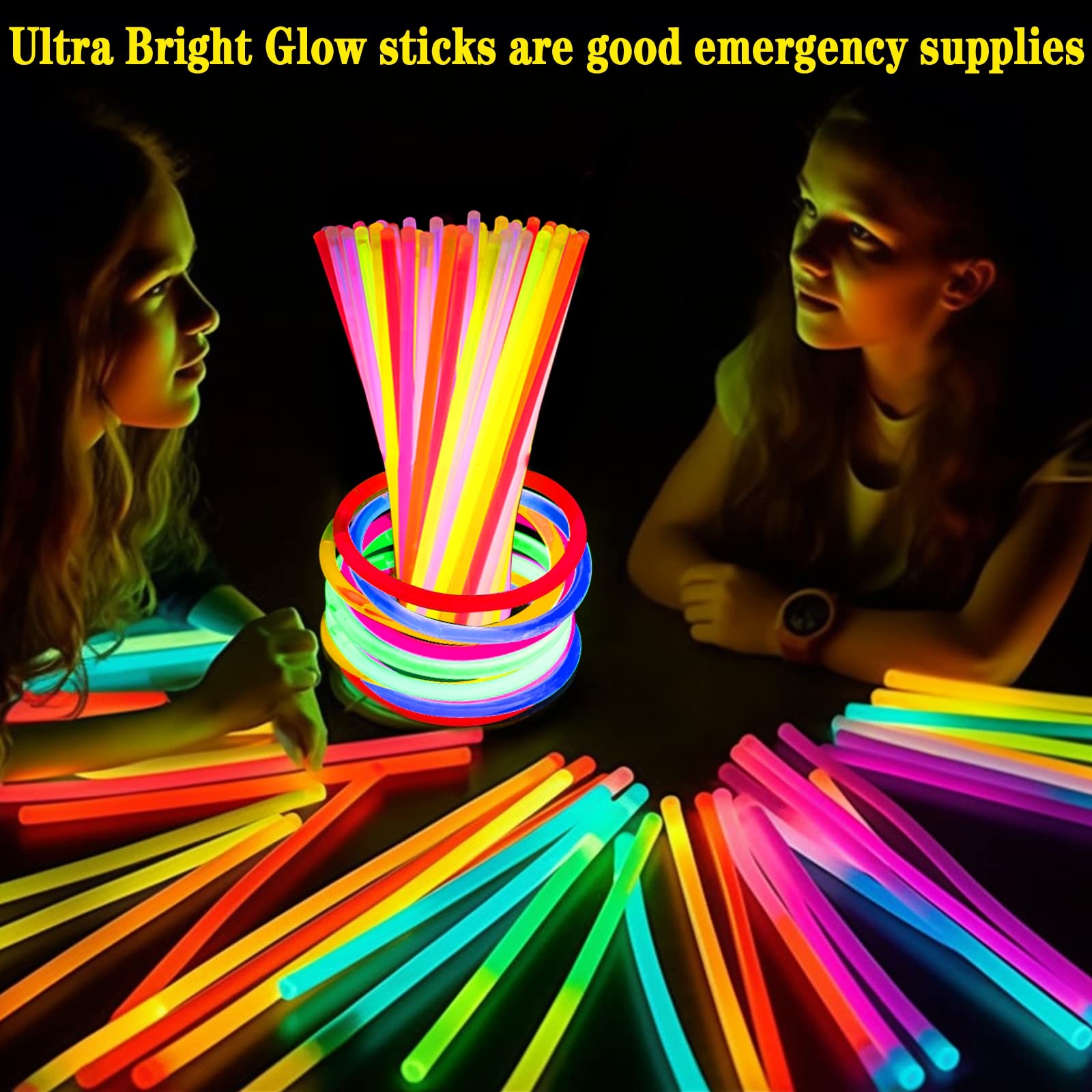 Glow Sticks Bulk Halloween Party Favors, Glow In The Dark Party Supplies Glow Sticks Necklaces Bracelets with Connectors 8" Glowsticks Light Up Toys Party Pack for Halloween Birthday Carnival (120)