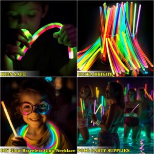 Glow Sticks Bulk Halloween Party Favors, Glow In The Dark Party Supplies Glow Sticks Necklaces Bracelets with Connectors 8" Glowsticks Light Up Toys Party Pack for Halloween Birthday Carnival (120)