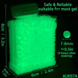 ALKISTA Glow in The Dark Gel Ball Beads, 2 Bottles 7mm-8mm Fluorescence Green Gel Water Luminous Beads Balls, for Ages 14+ (2 Bottles, with Nozzle&Drain Bag)